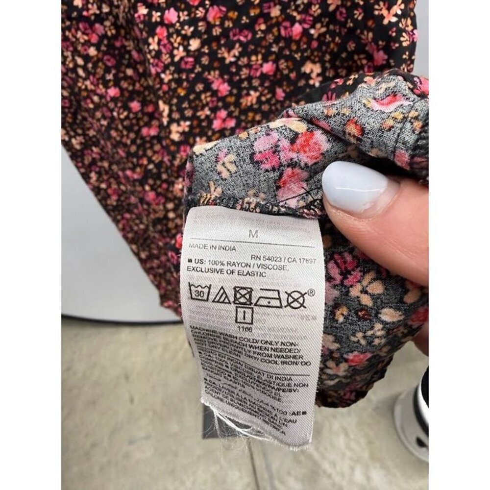 Old Navy Black Floral Keyhole Back Short Sleeve Dress - Picture 4 of 5